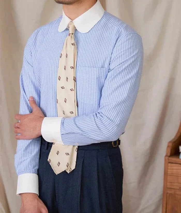 Antonios striped cotton business shirt - AntoniosClothing - blue