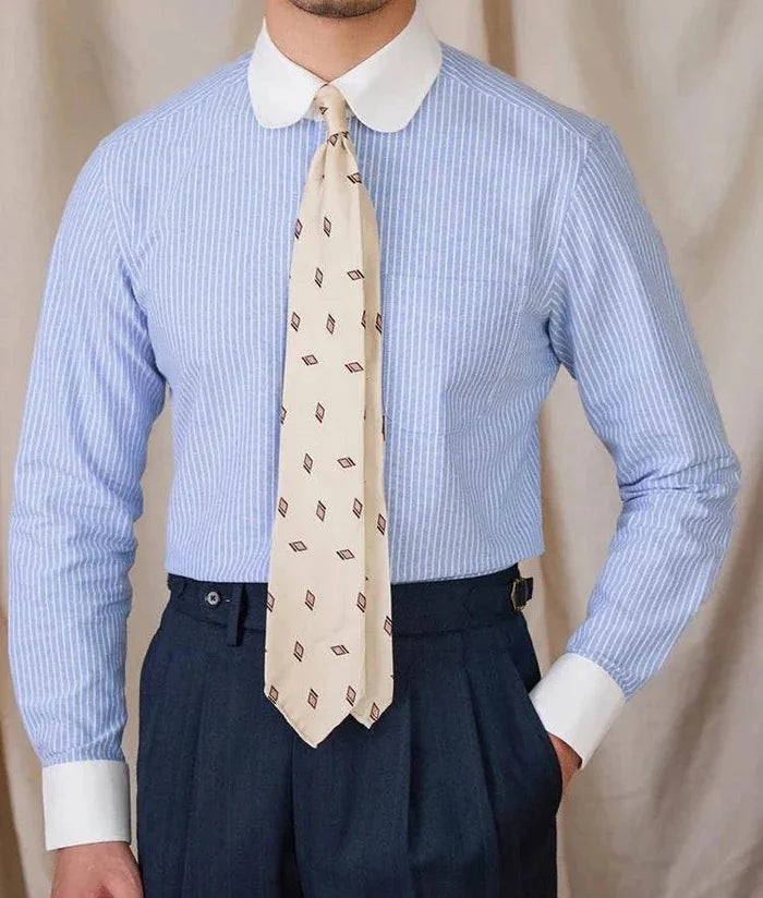 Antonios striped cotton business shirt - AntoniosClothing - blue