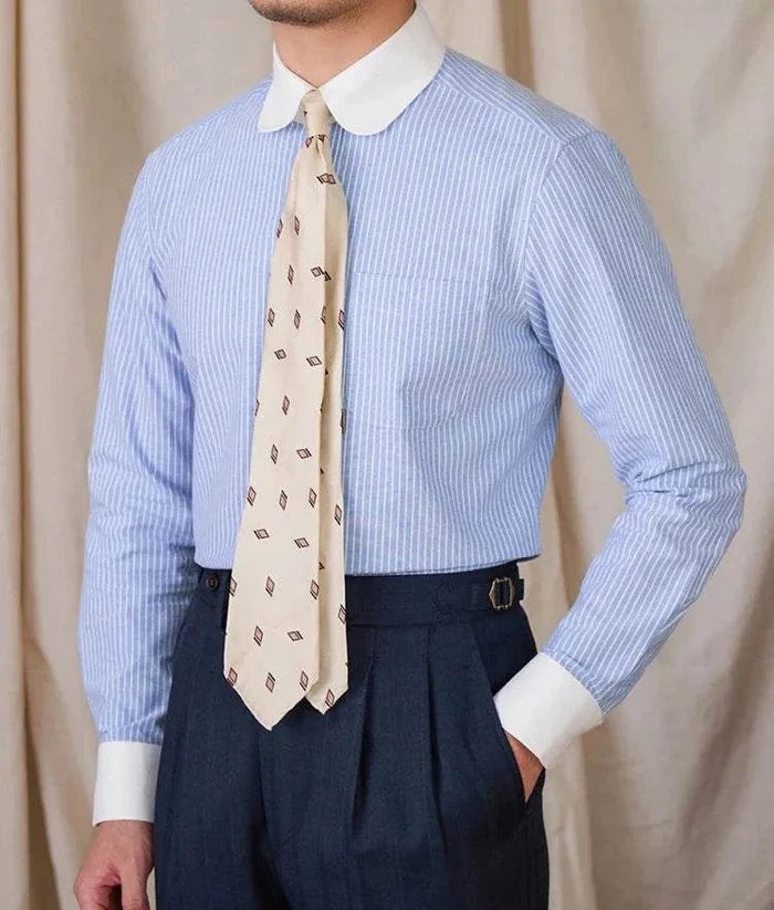 Antonios striped cotton business shirt - AntoniosClothing - blue