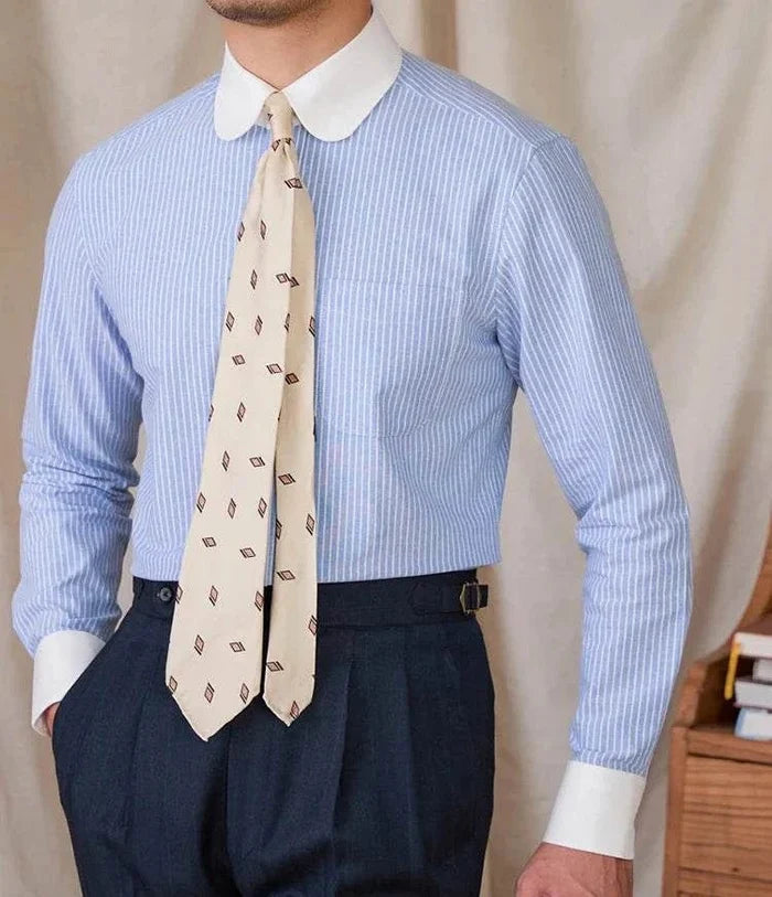 Antonios striped cotton business shirt - AntoniosClothing - blue