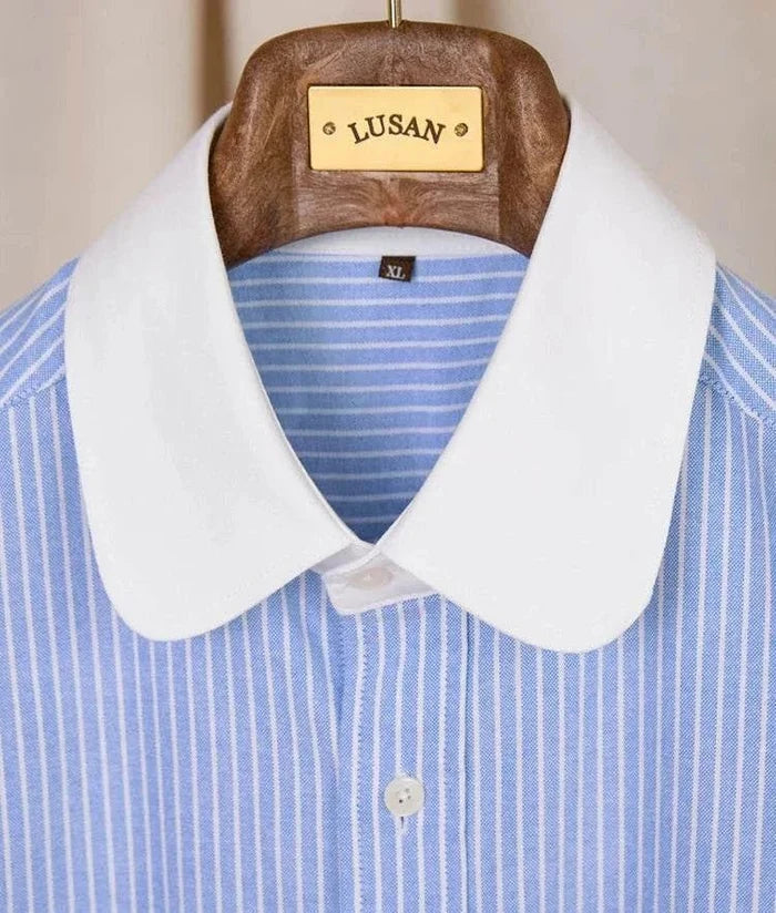Antonios striped cotton business shirt - AntoniosClothing - blue