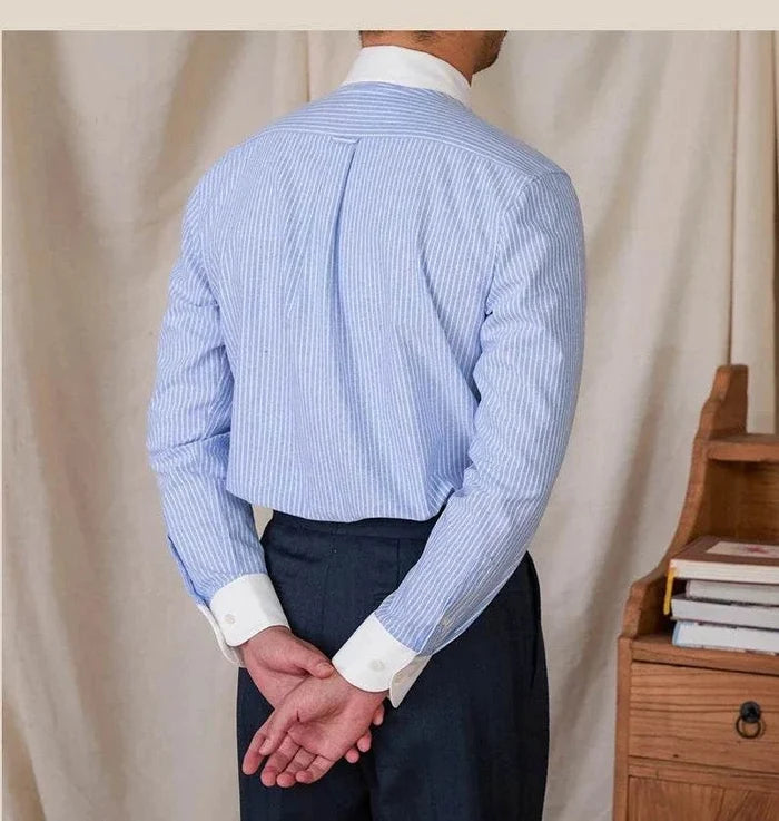 Antonios striped cotton business shirt - AntoniosClothing - blue