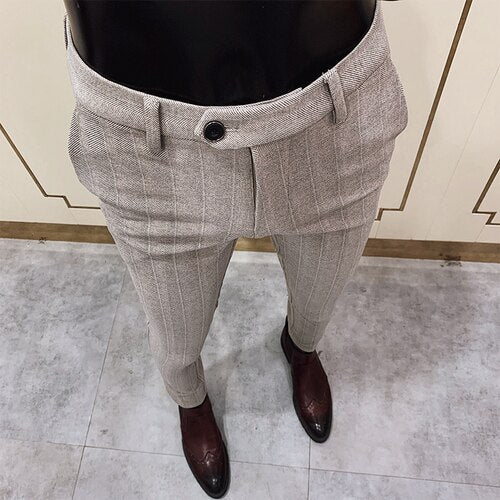 Antonio Striped Pants - AntoniosClothing - Khaki