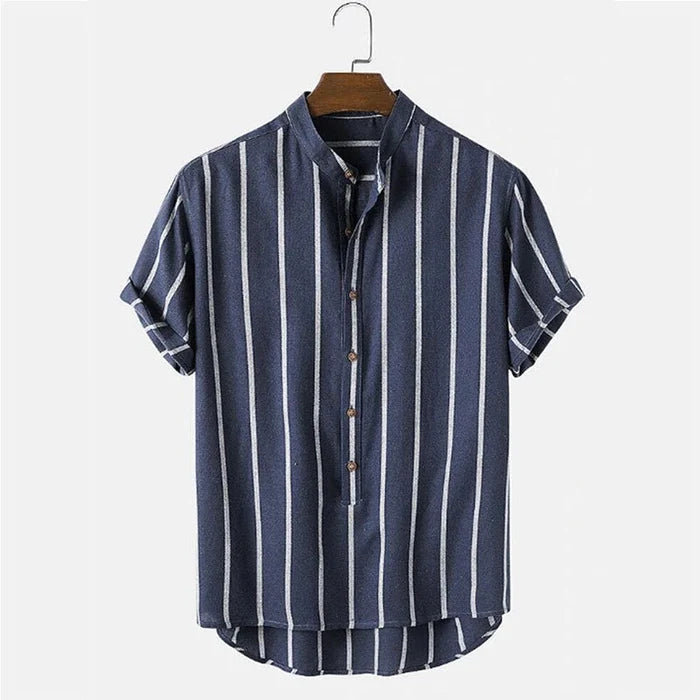 Antonios Summer Cotton Shirt - AntoniosClothing - Navy Blue