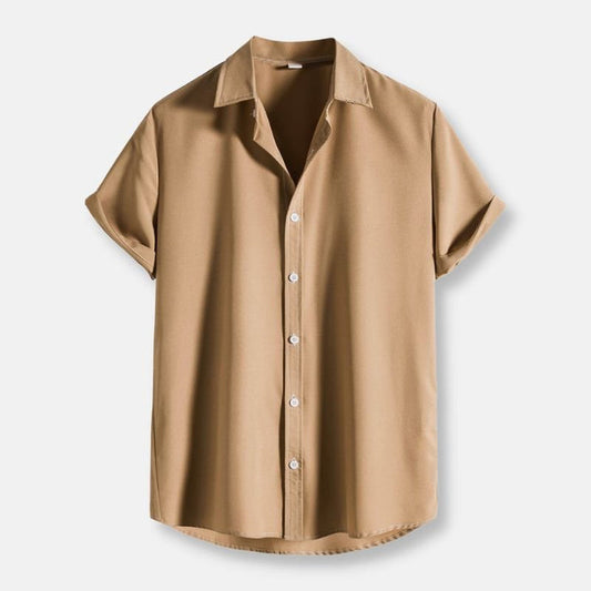 Antonios Summer Short Sleeve Solid Shirt - AntoniosClothing - Khaki