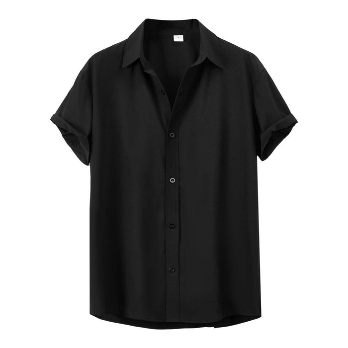 Antonios Summer Short Sleeve Solid Shirt - AntoniosClothing - Black