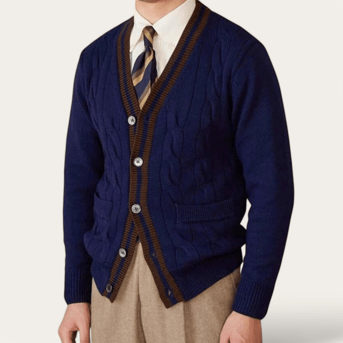 Antonios twisted knit cardigan italian vintage style - AntoniosClothing - Brown