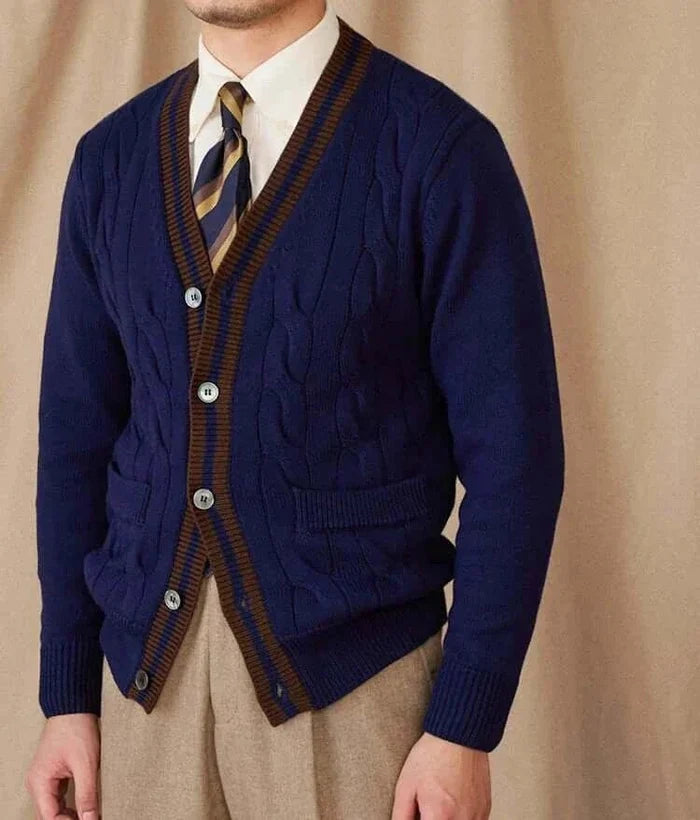 Antonios twisted knit cardigan italian vintage style - AntoniosClothing - Brown