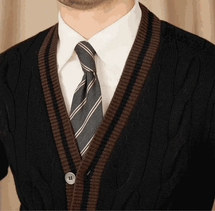 Antonios twisted knit cardigan italian vintage style - AntoniosClothing - Brown