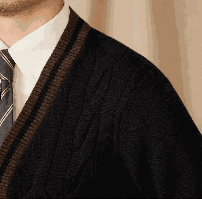 Antonios twisted knit cardigan italian vintage style - AntoniosClothing - Brown