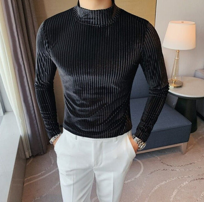 Antonios Velvet Winter Sweater - AntoniosClothing - black