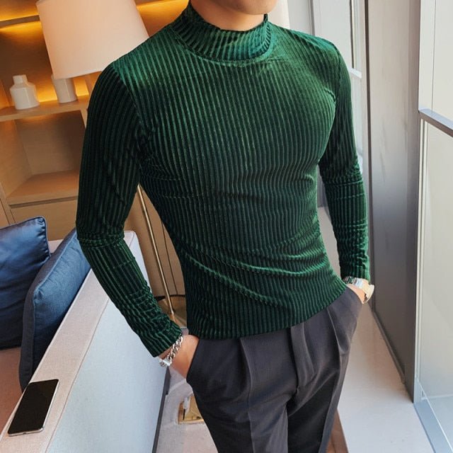 Antonios Velvet Winter Sweater - AntoniosClothing - Dark Green