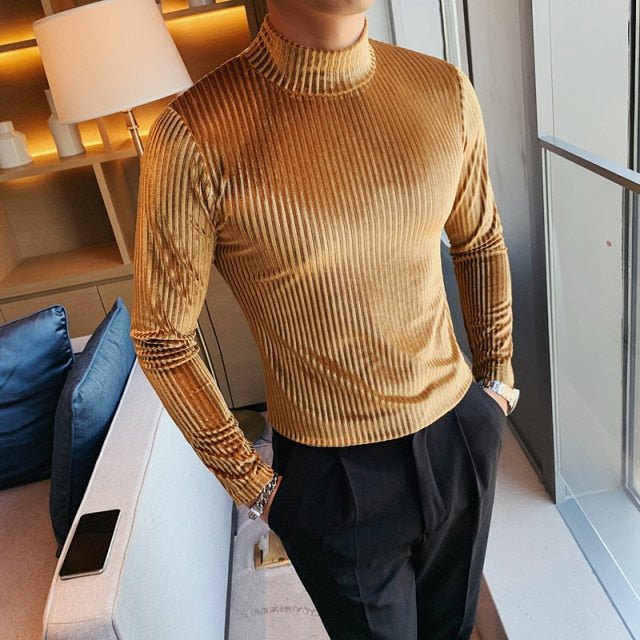 Antonios Velvet Winter Sweater - AntoniosClothing - Yellow