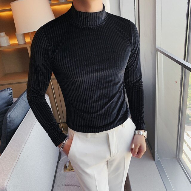 Antonios Velvet Winter Sweater - AntoniosClothing - black