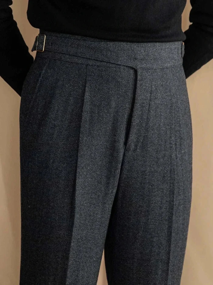Antonios vintage wool herringbone pants - AntoniosClothing - Brown