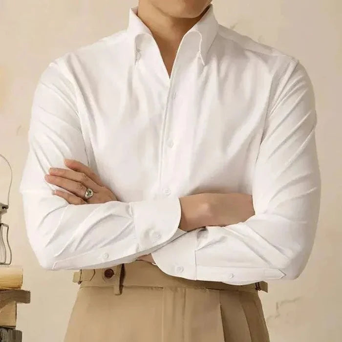 Antonios washed tuxedo shirt stylish office wear - AntoniosClothing - Camel