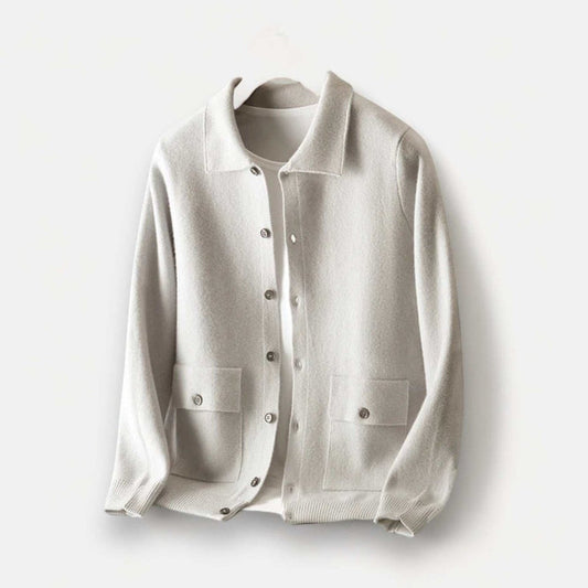 Antonios wool polo collar cardigan - AntoniosClothing - Dark Grey