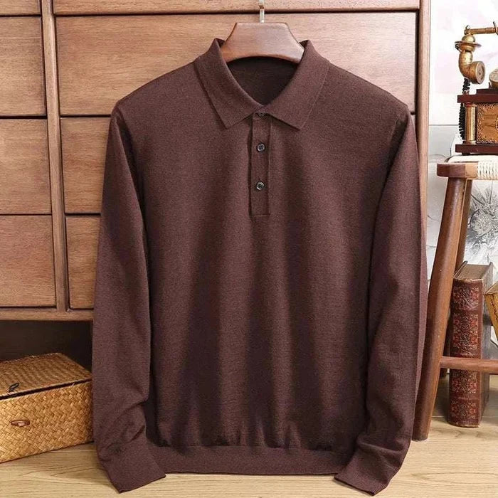 Antonios wool polo sweater - AntoniosClothing - Brown