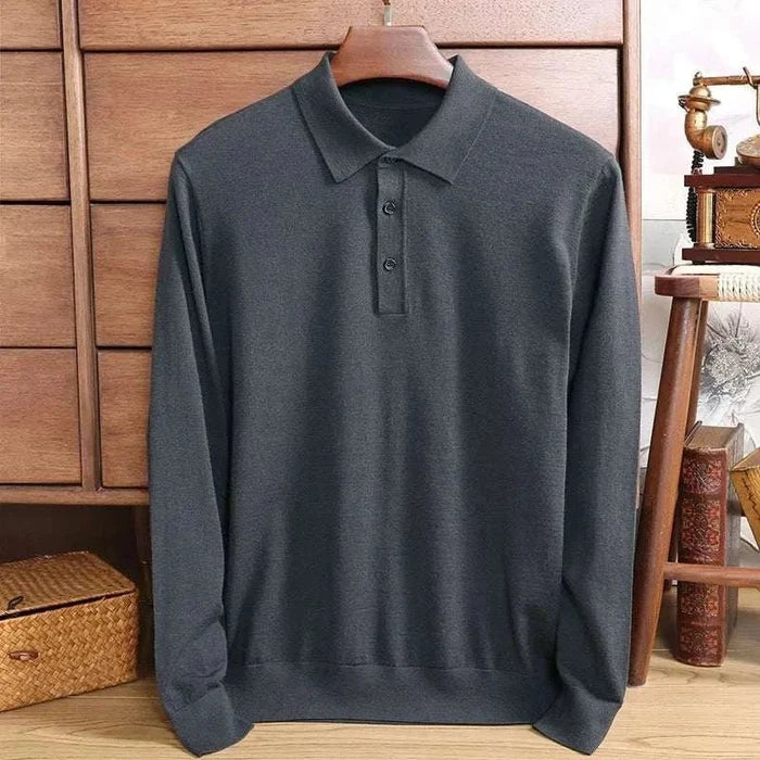 Antonios wool polo sweater - AntoniosClothing - Gray