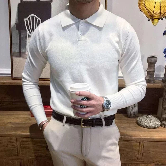Antonio turn-down sweater - AntoniosClothing - White