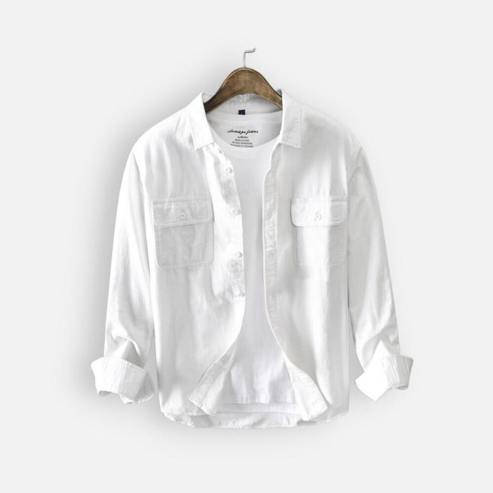AntoniosClothing Cotton Long Sleeve Shirt - AntoniosClothing - White