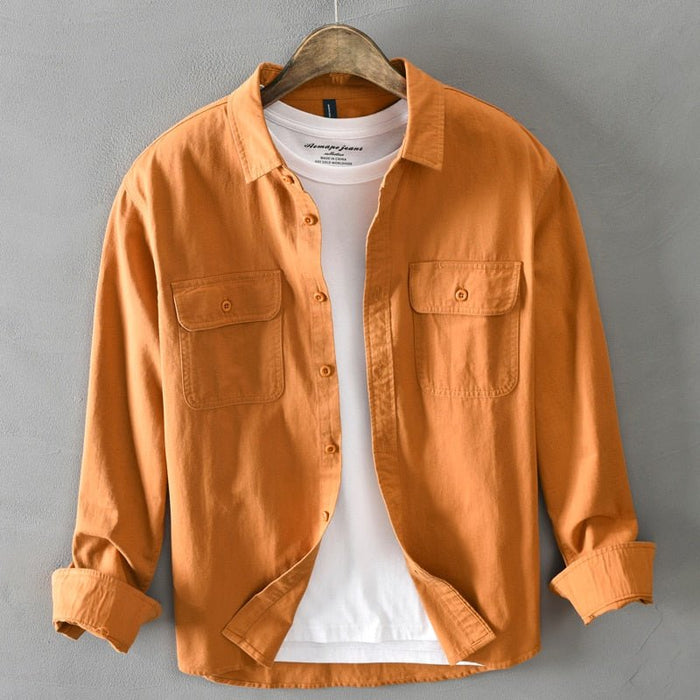 AntoniosClothing Cotton Long Sleeve Shirt - AntoniosClothing - Orange