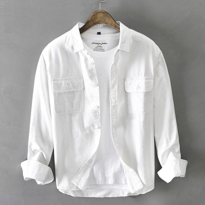 AntoniosClothing Cotton Long Sleeve Shirt - AntoniosClothing - White
