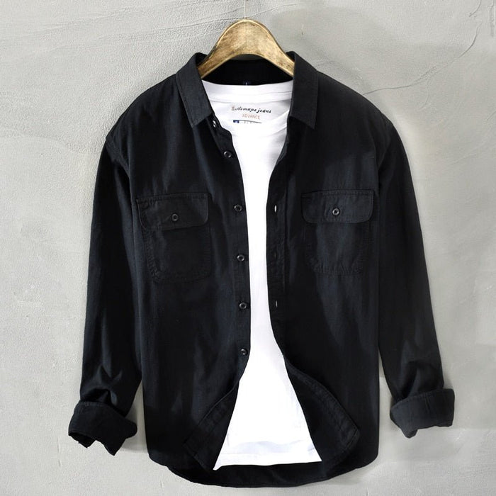 AntoniosClothing Cotton Long Sleeve Shirt - AntoniosClothing - Black