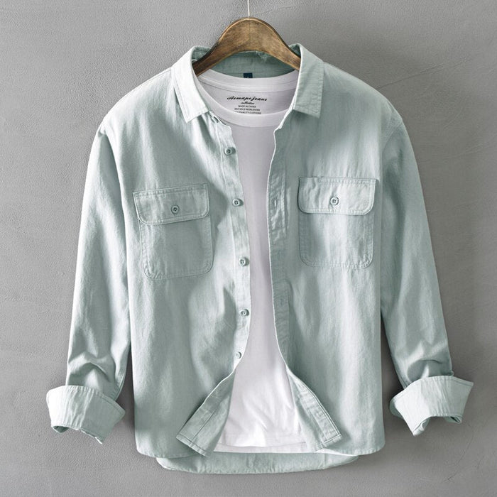 AntoniosClothing Cotton Long Sleeve Shirt - AntoniosClothing - Light Grey