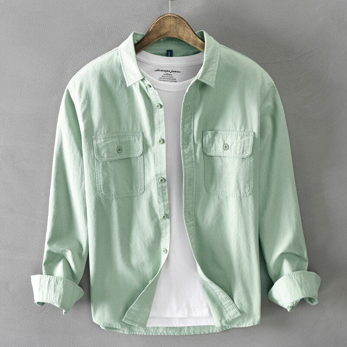 AntoniosClothing Cotton Long Sleeve Shirt - AntoniosClothing - Light Green