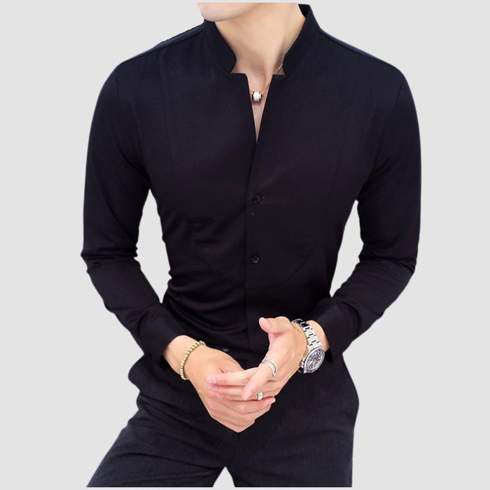 AntoniosClothing Elegant Slim fit long sleeve shirt - AntoniosClothing - black