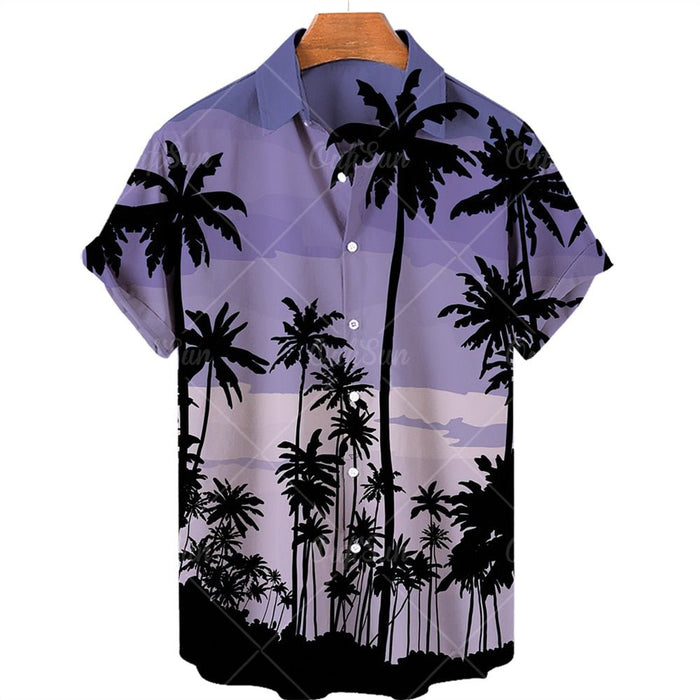 AntoniosClothing Hawaiian Summer Short-Sleeve Shirt - AntoniosClothing - Dark Purple
