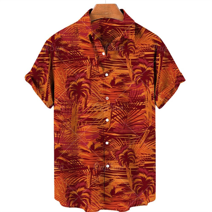 AntoniosClothing Hawaiian Summer Short-Sleeve Shirt - AntoniosClothing - Orange