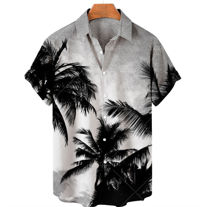 AntoniosClothing Hawaiian Summer Short-Sleeve Shirt - AntoniosClothing - White-Black