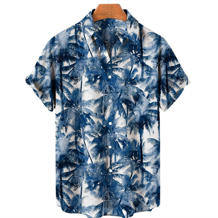 AntoniosClothing Hawaiian Summer Short-Sleeve Shirt - AntoniosClothing - Blue
