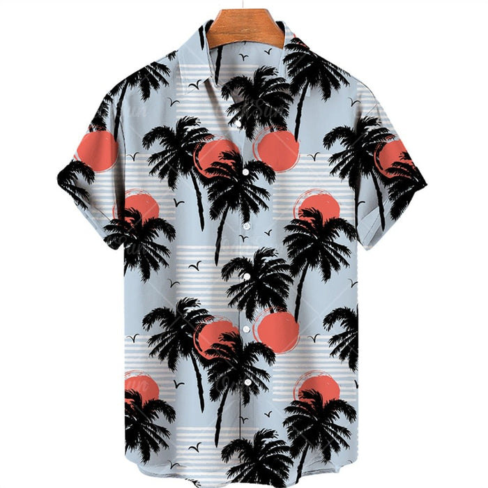 AntoniosClothing Hawaiian Summer Short-Sleeve Shirt - AntoniosClothing - Light Blue