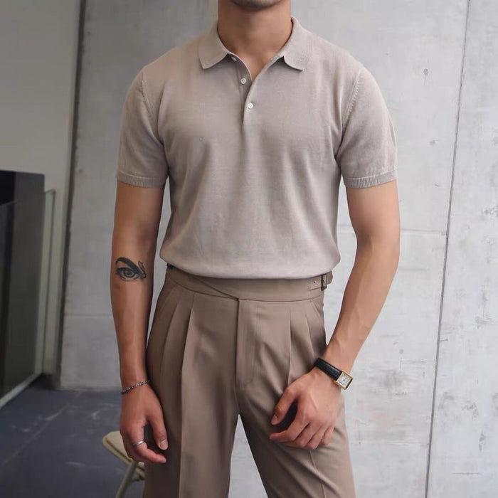AntoniosClothing Knitted Cotton T-Shirt - AntoniosClothing - light coffee
