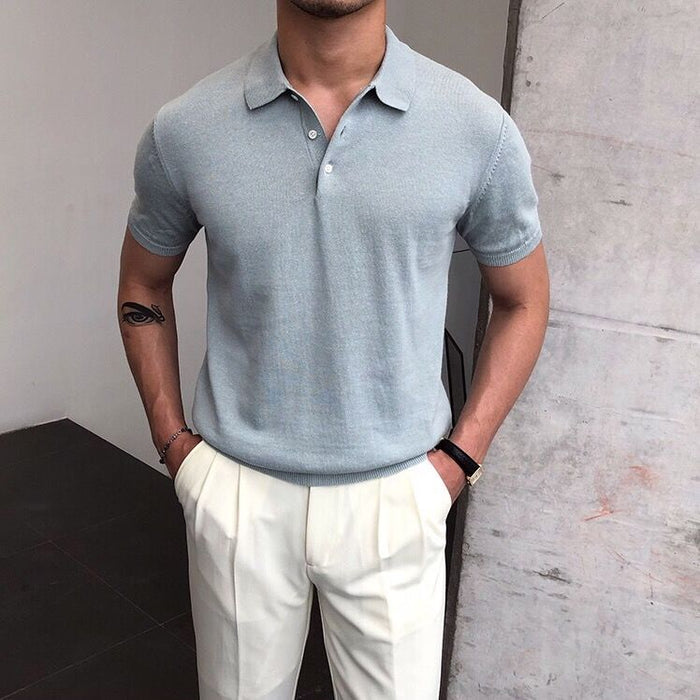 AntoniosClothing Knitted Cotton T-Shirt - AntoniosClothing - light blue