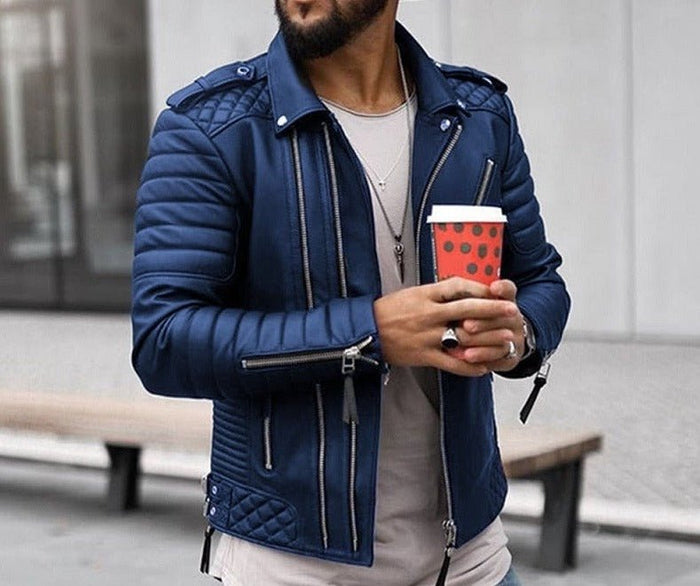 AntoniosClothing Leather Jacket - AntoniosClothing - Blue
