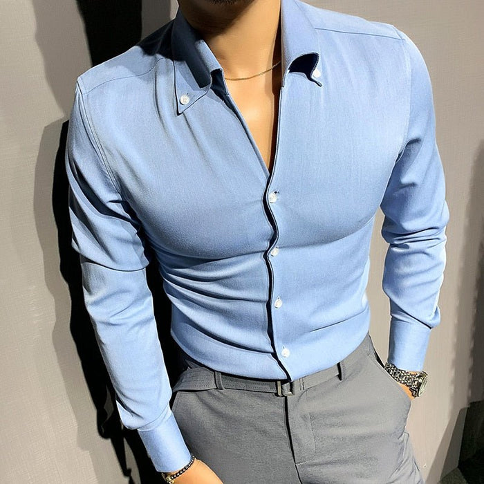 AntoniosClothing Solid Elegant Long-Sleeve Shirt - AntoniosClothing - Light blue