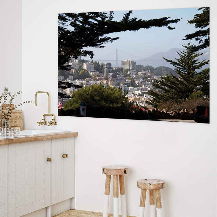 72 inch Golden Gate Bridge Poster Displayed in Bathroom