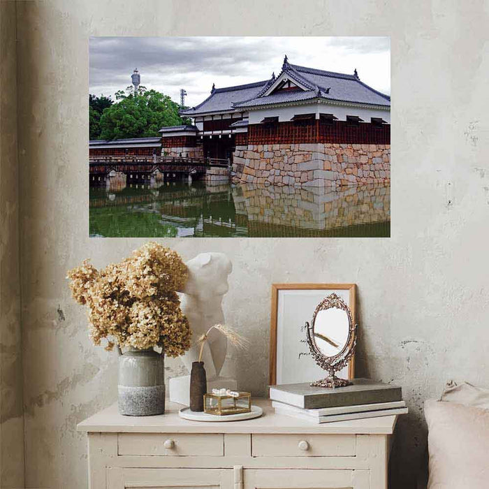36 inch Hiroshima Castle Decal Installed Above Nightstand