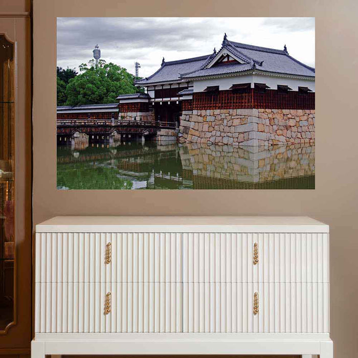 48 inch Hiroshima Castle Decal Installed Above Console Table
