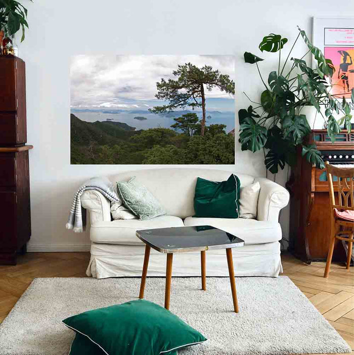 48 inch Island Hideaway Poster Displayed Above Couch