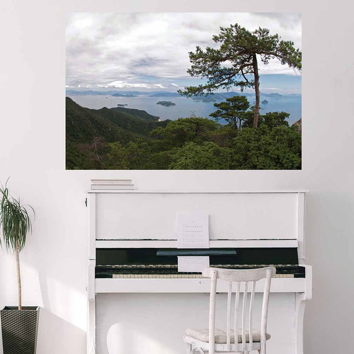 60 inch Island Hideaway Poster Displayed Above Piano