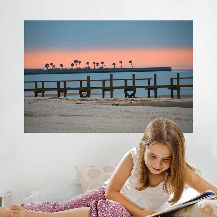 48 inch Palms Rising Beach Decal Installed in Girls Room