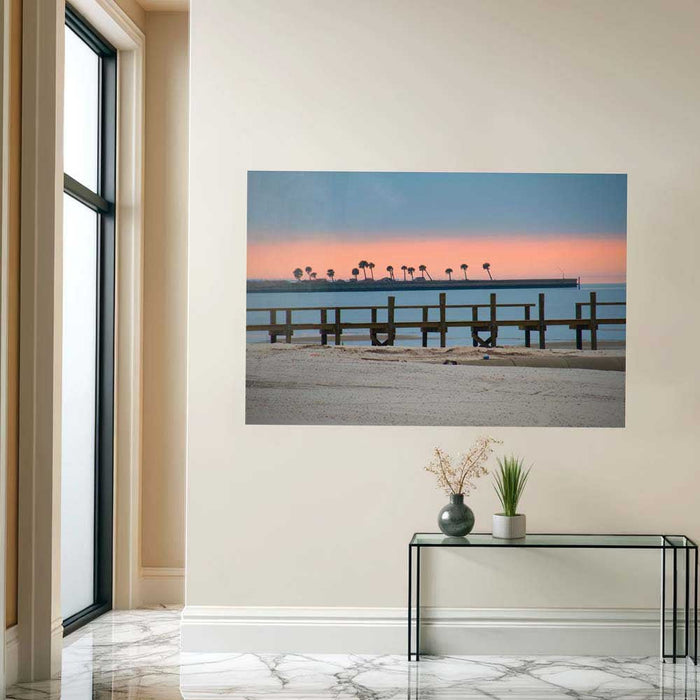 60 inch Palms Rising Beach Decal Installed Above Coffee Table