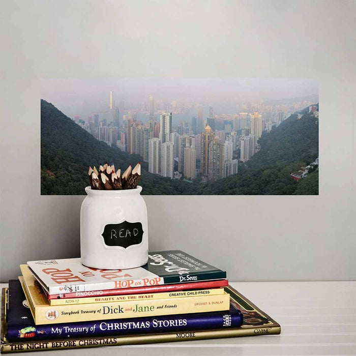 24 inch The Peak of Hong Kong Decal Installed Above Books