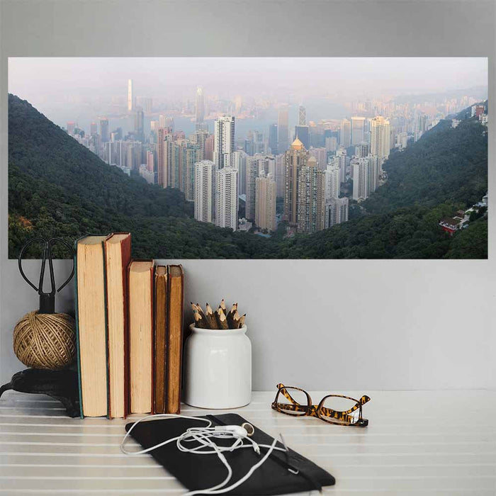 36 inch The Peak of Hong Kong Decal Installed Above Desk