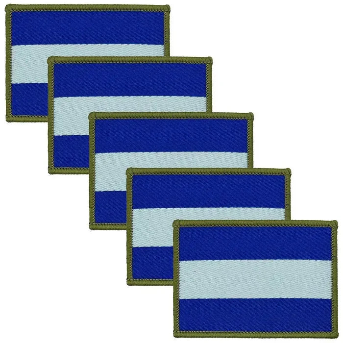 Pack of five Army Air Corp TRF iron or sew on patches with regulation blue and light blue stripes, perfect for tactical military uniform customization. 5 Pack from  John Bull Clothing